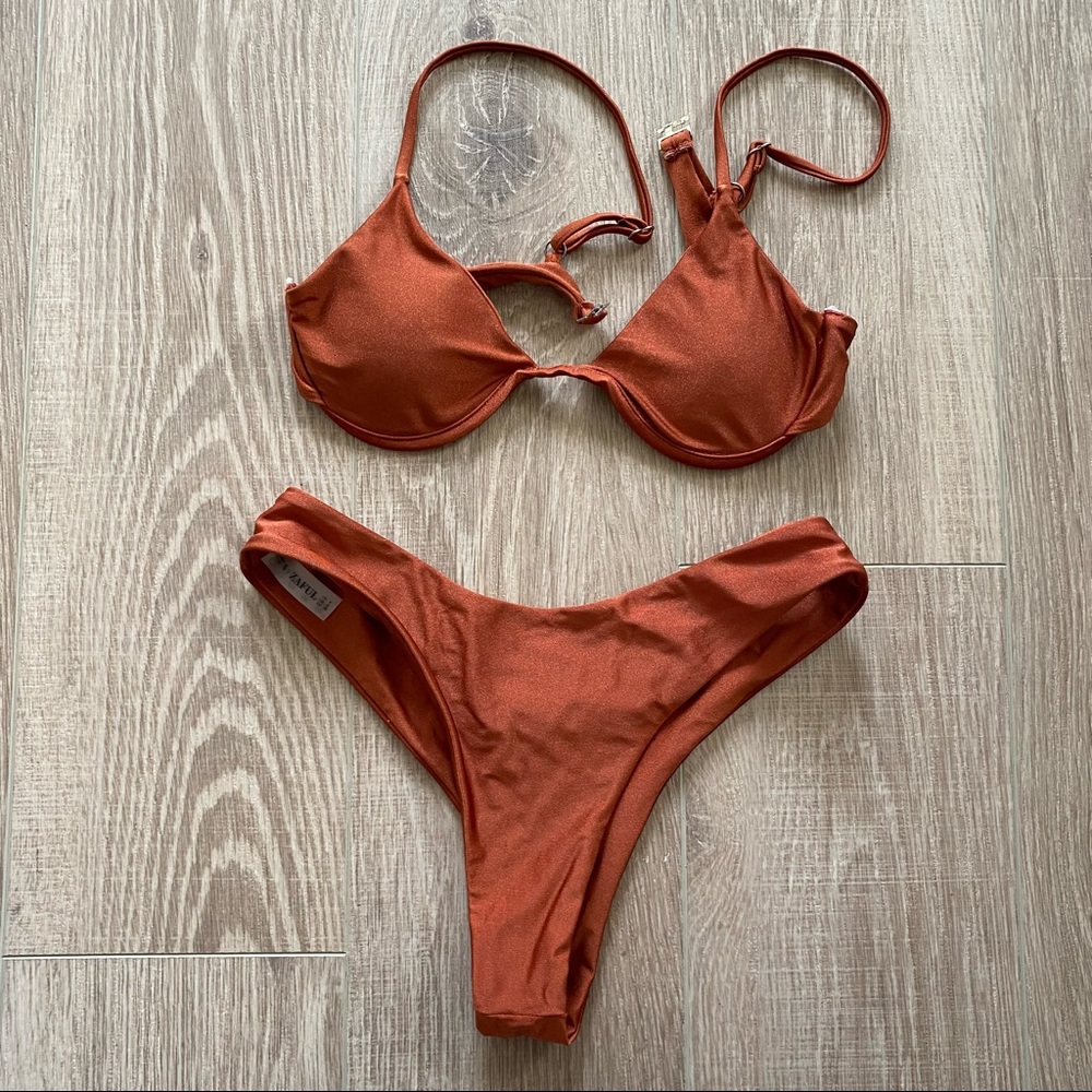 Zaful Copper Underwire Cheeky Bikini Set Small